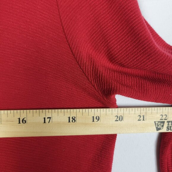 J Jill Wearever Collection Dress Medium Red Ribbed Cowl Neck Stretch Career - Picture 8 of 9